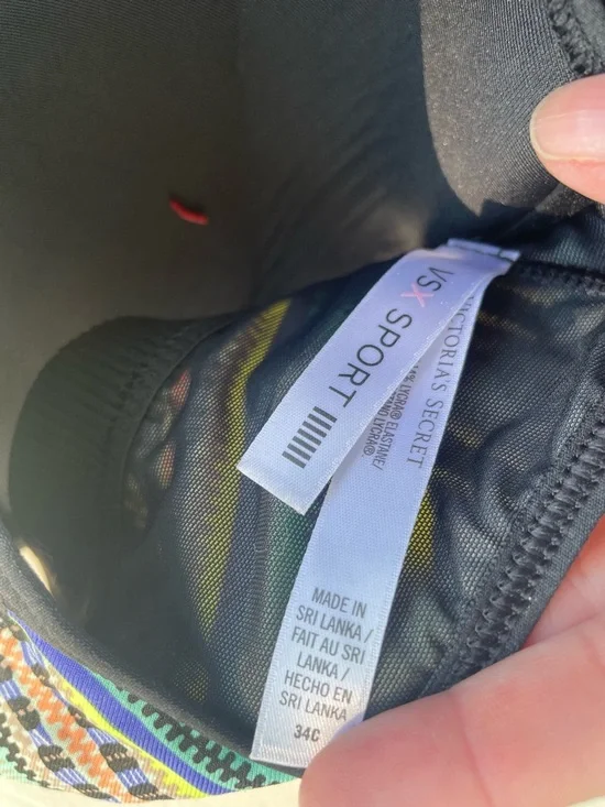 Victoria's Secret Black Sports Bra with Neon Multi-Stripe Accents 34c - Picture 4 of 4